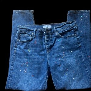 Loft paint speckled button fly jeans size 8